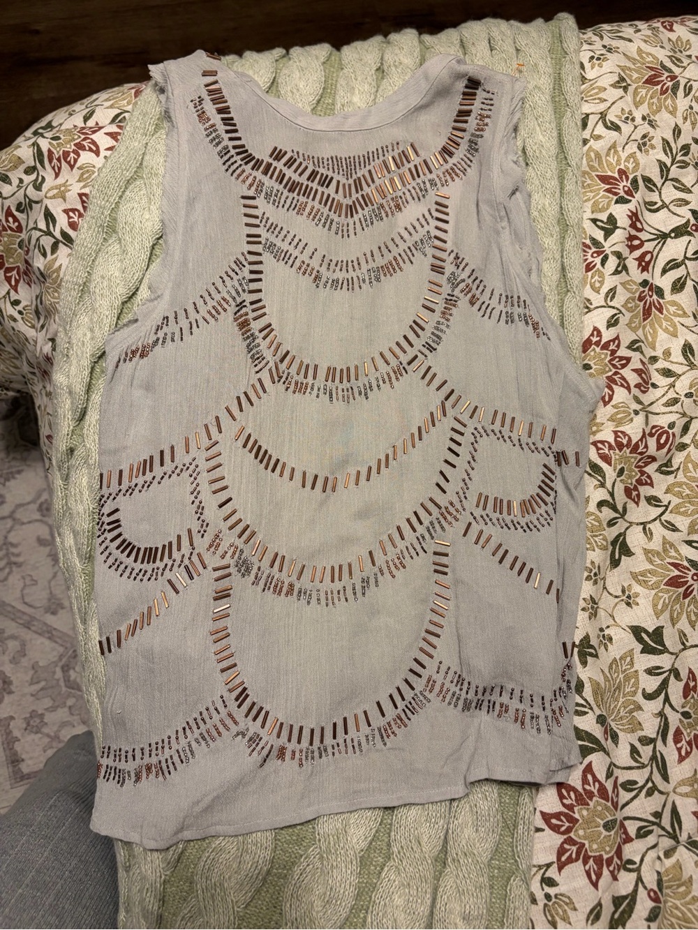 Free People Light Gray Cutout Sleeveless Tank